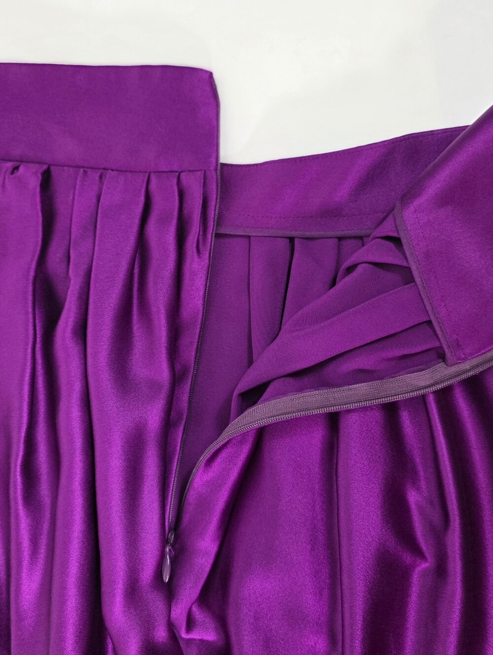 Yves Saint Laurent YSL 100% Silk Purple Magenta Knee Length Skirt XS - Picture 14 of 16